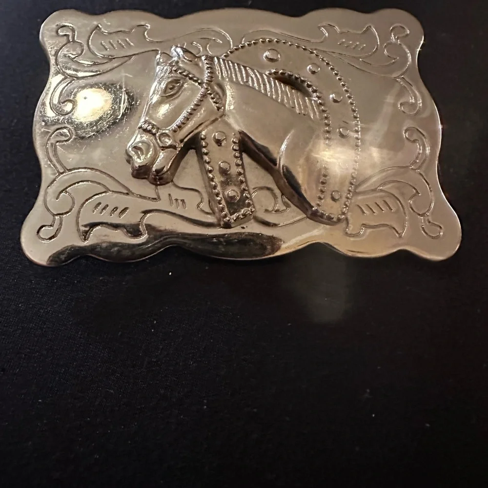 Kids Silver Horse Belt Buckle
